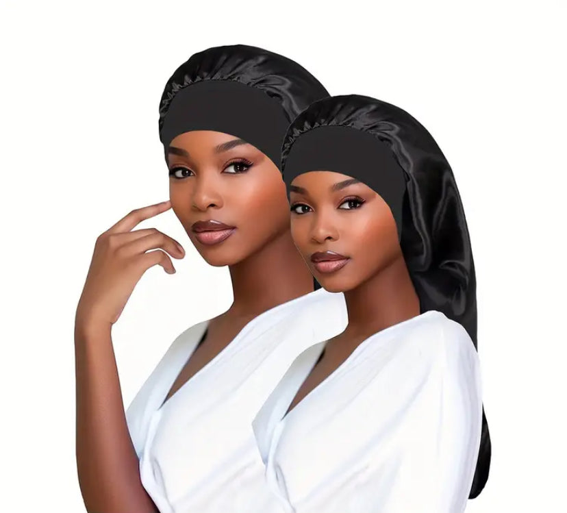 2pcs bonnets de nuit en satin pour femme