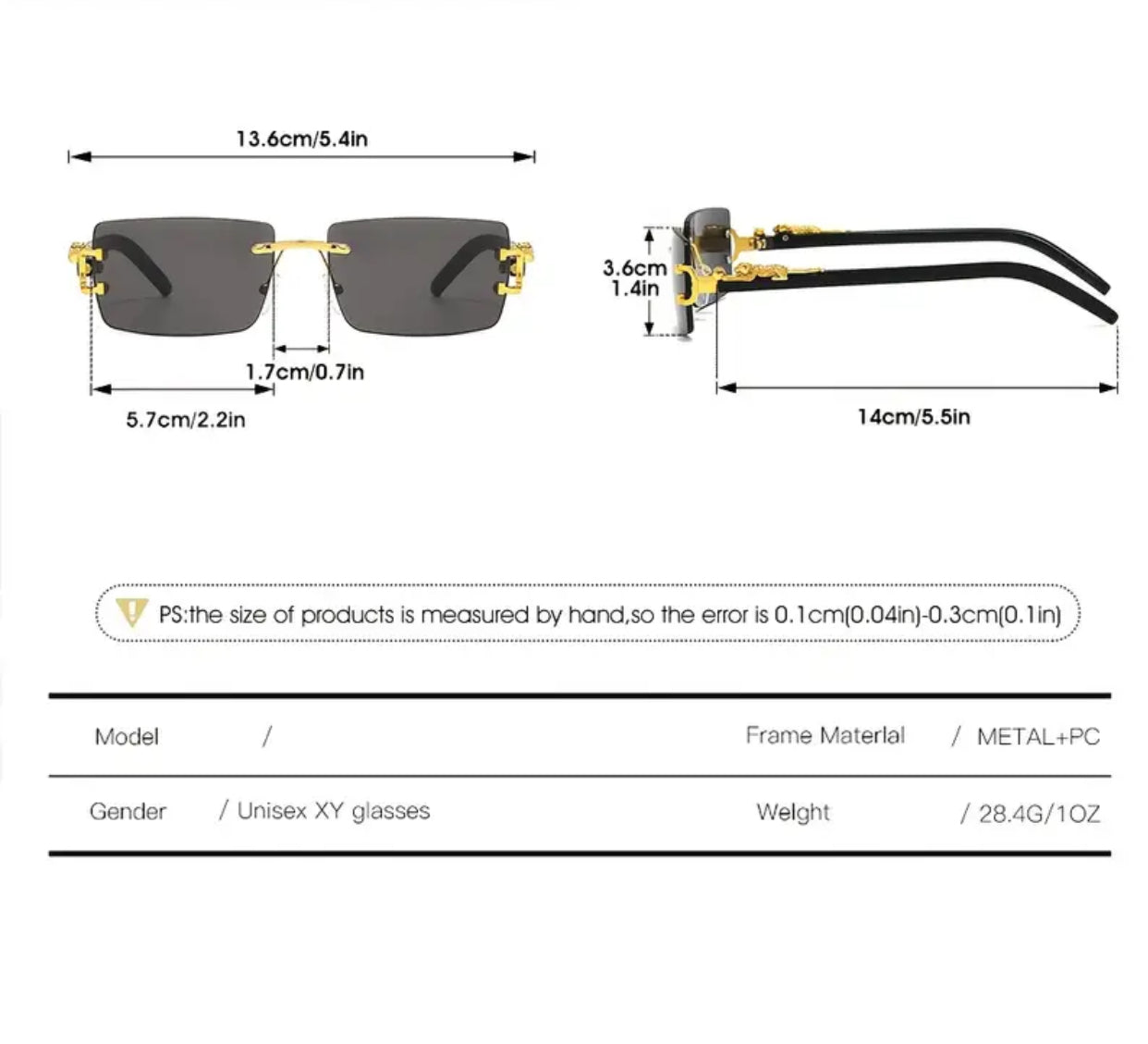 Lunette de Mode rétro avec Monture Métallique Carré