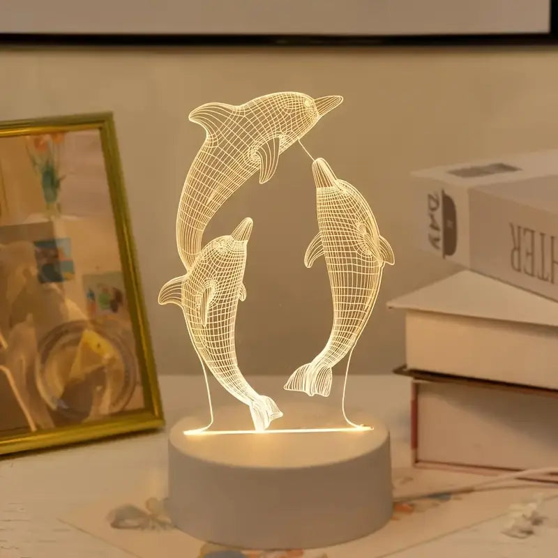 Lampe LED 3D Dauphins