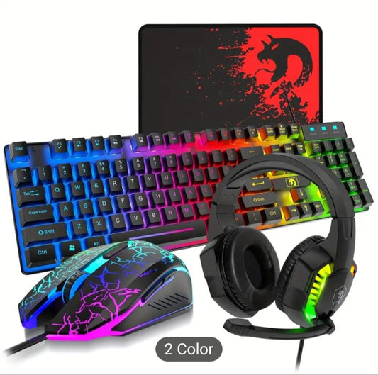 Combo Clavier et Souris Gaming Filaires avec Casque.