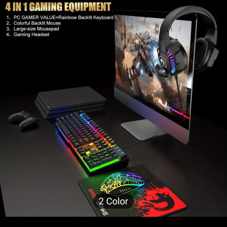 Combo Clavier et Souris Gaming Filaires avec Casque.